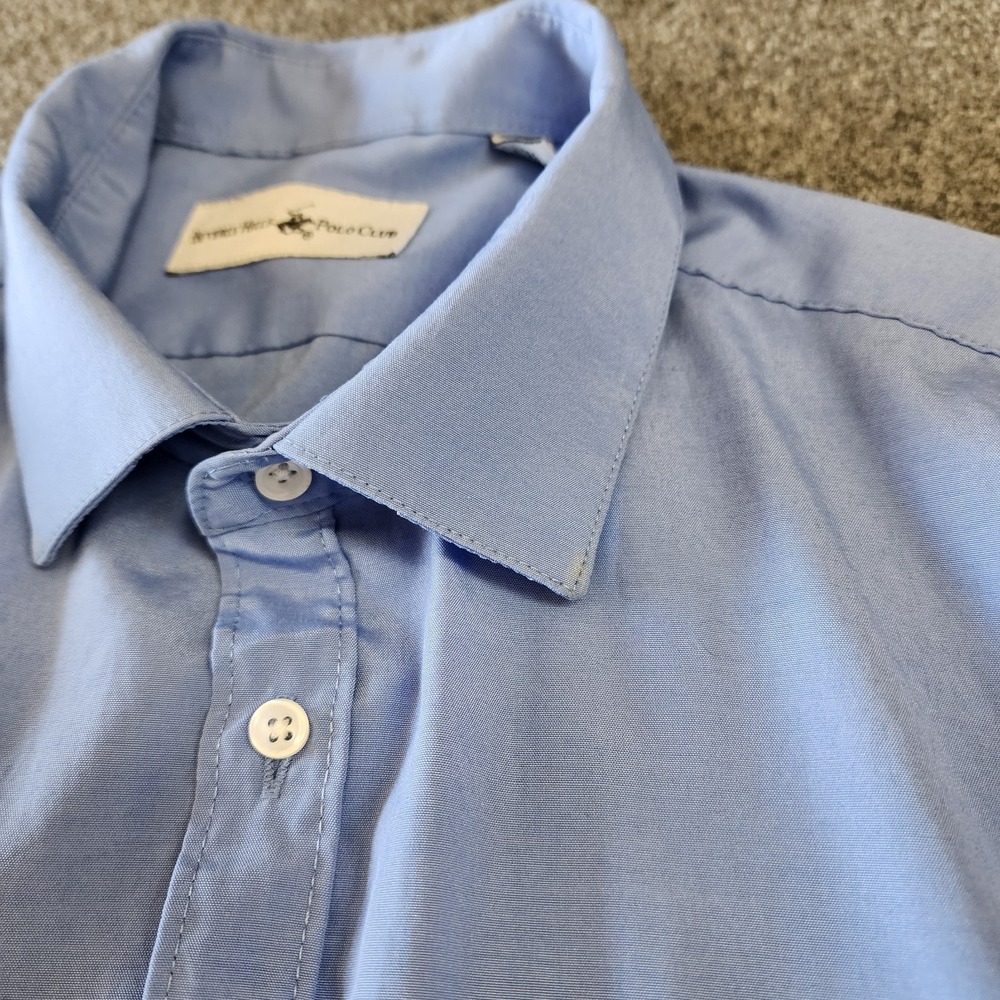 Beverly Hills Polo Club Men's Large Blue Dress Shirt Button Front Long Sleeve - Picture 8 of 10